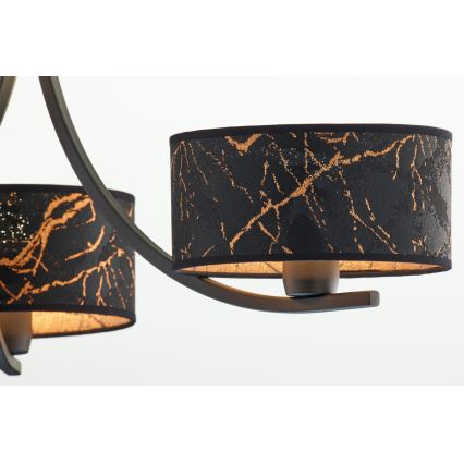 Jupiter 2106 - Chain-hung chandelier ARTHUR 3xE27/15W/230V black/orange/marble decor