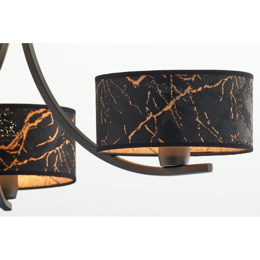 Jupiter 2106 - Chain-hung chandelier ARTHUR 3xE27/15W/230V black/orange/marble decor