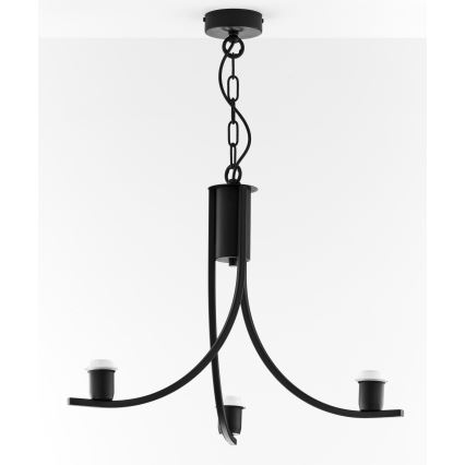 Jupiter 2106 - Chain-hung chandelier ARTHUR 3xE27/15W/230V black/orange/marble decor