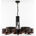 Jupiter 2107 - ARTHUR Chain-Hung Chandelier 5xE27/15W/230V Black/Orange/Marble Finish