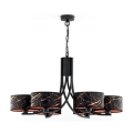 Jupiter 2108 - ARTHUR chain-hung chandelier 6xE27/15W/230V black/orange/marble decor