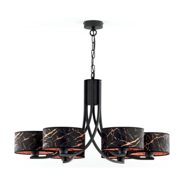 Jupiter 2108 - ARTHUR chain-hung chandelier 6xE27/15W/230V black/orange/marble decor