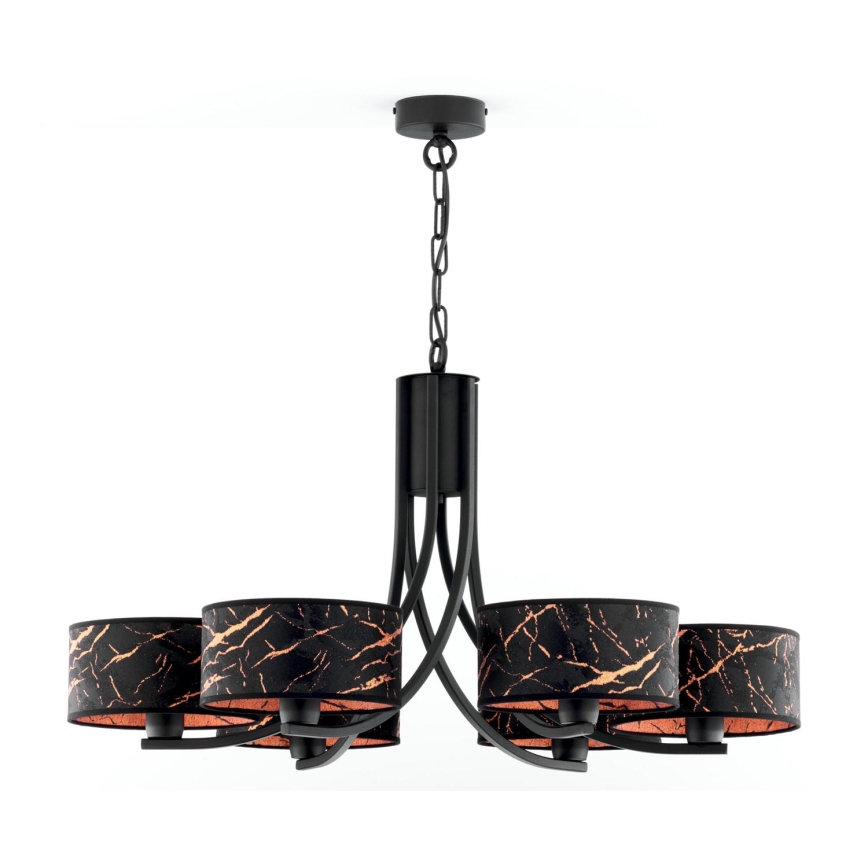 Jupiter 2108 - ARTHUR chain-hung chandelier 6xE27/15W/230V black/orange/marble decor