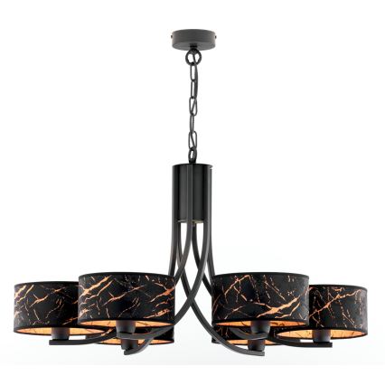 Jupiter 2108 - ARTHUR chain-hung chandelier 6xE27/15W/230V black/orange/marble decor