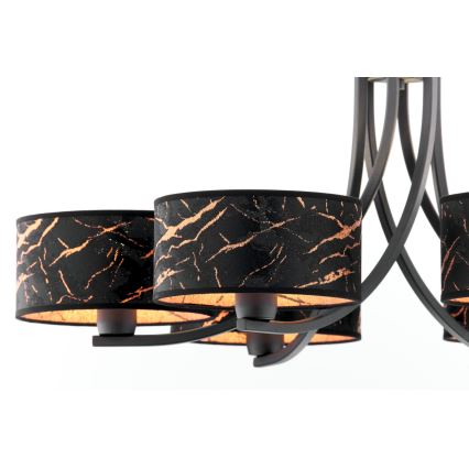 Jupiter 2108 - ARTHUR chain-hung chandelier 6xE27/15W/230V black/orange/marble decor
