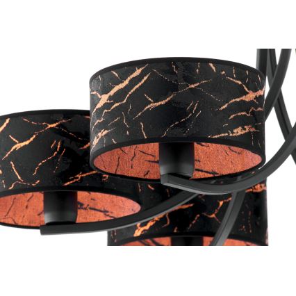 Jupiter 2108 - ARTHUR chain-hung chandelier 6xE27/15W/230V black/orange/marble decor