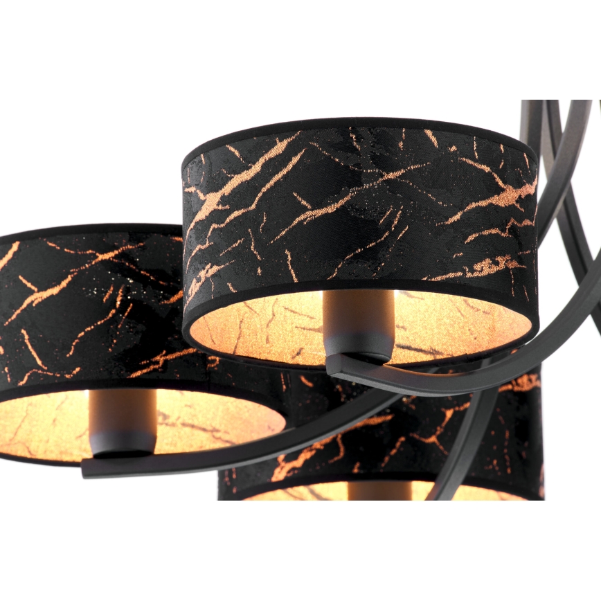 Jupiter 2108 - ARTHUR chain-hung chandelier 6xE27/15W/230V black/orange/marble decor