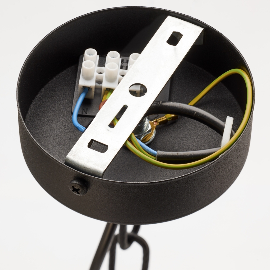 Jupiter 2108 - ARTHUR chain-hung chandelier 6xE27/15W/230V black/orange/marble decor