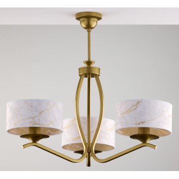 Jupiter 2109 - Rod-mounted chandelier KASZMIR 3xE27/15W/230V white/gold/marble effect