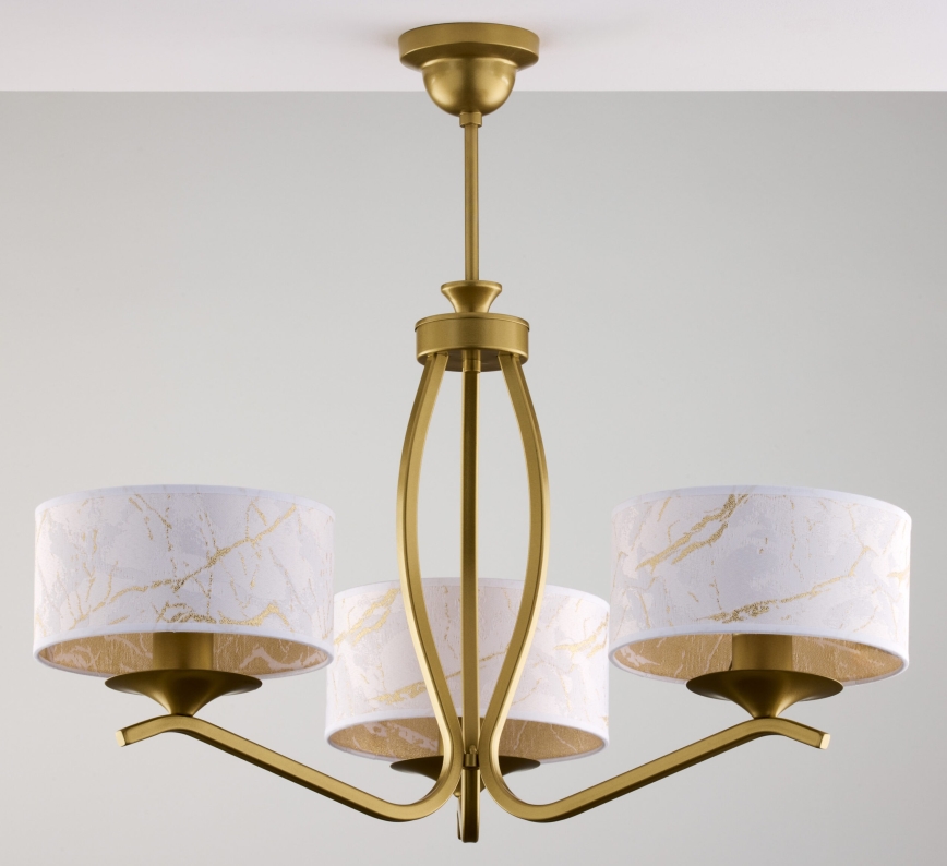Jupiter 2109 - Rod-mounted chandelier KASZMIR 3xE27/15W/230V white/gold/marble effect