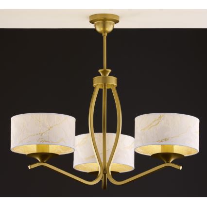 Jupiter 2109 - Rod-mounted chandelier KASZMIR 3xE27/15W/230V white/gold/marble effect