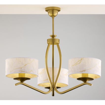 Jupiter 2109 - Rod-mounted chandelier KASZMIR 3xE27/15W/230V white/gold/marble effect