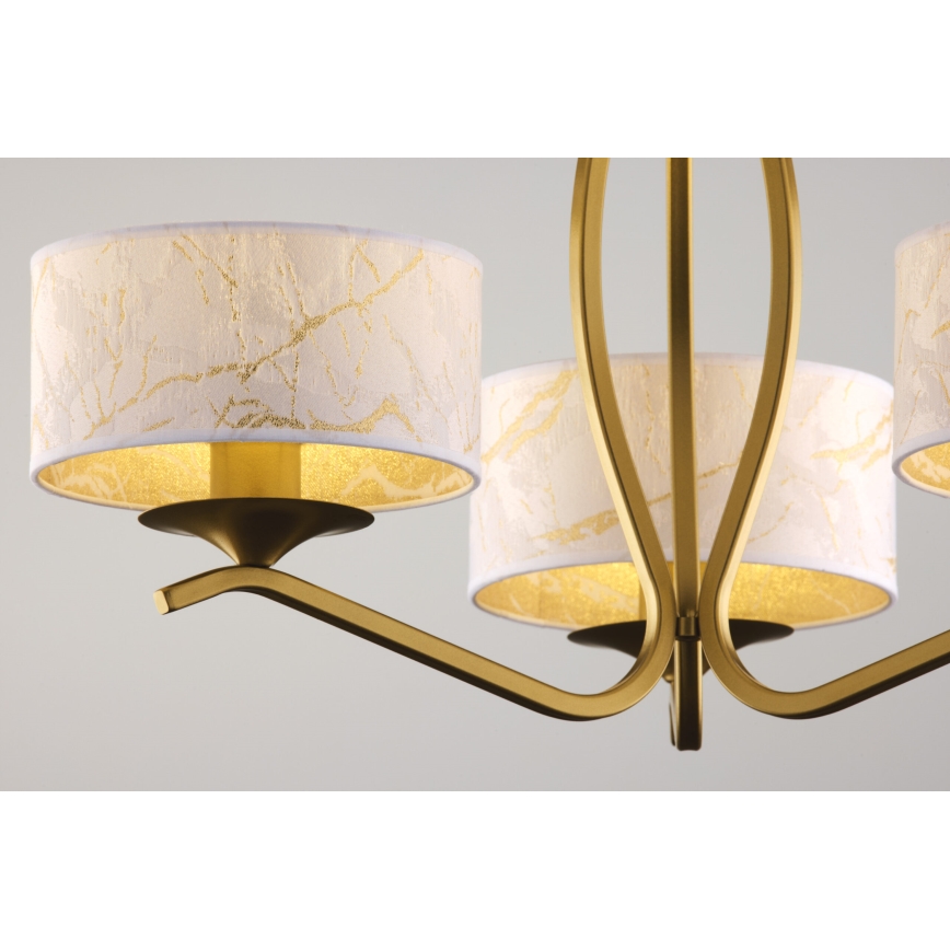 Jupiter 2109 - Rod-mounted chandelier KASZMIR 3xE27/15W/230V white/gold/marble effect
