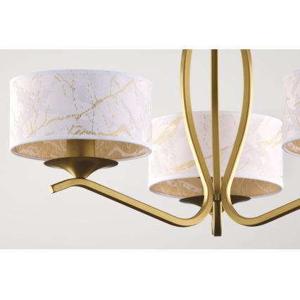 Jupiter 2109 - Rod-mounted chandelier KASZMIR 3xE27/15W/230V white/gold/marble effect