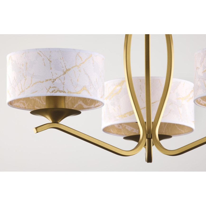 Jupiter 2109 - Rod-mounted chandelier KASZMIR 3xE27/15W/230V white/gold/marble effect