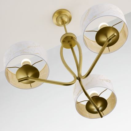 Jupiter 2109 - Rod-mounted chandelier KASZMIR 3xE27/15W/230V white/gold/marble effect