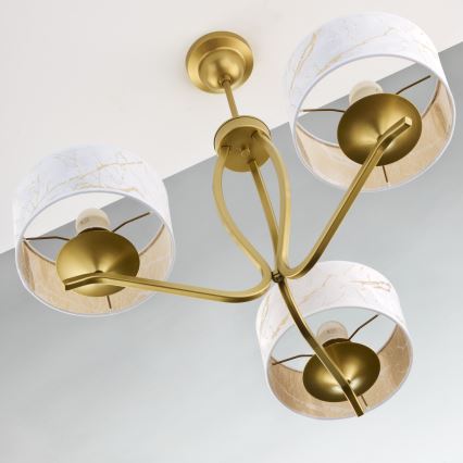 Jupiter 2109 - Rod-mounted chandelier KASZMIR 3xE27/15W/230V white/gold/marble effect