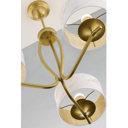 Jupiter 2109 - Rod-mounted chandelier KASZMIR 3xE27/15W/230V white/gold/marble effect
