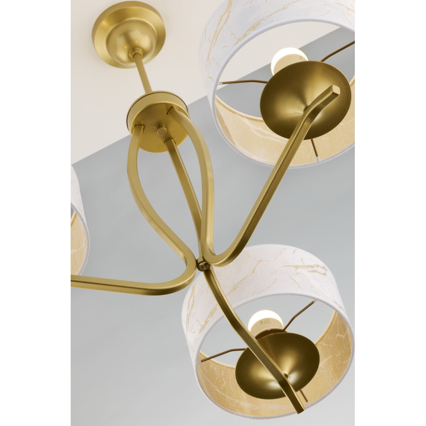Jupiter 2109 - Rod-mounted chandelier KASZMIR 3xE27/15W/230V white/gold/marble effect