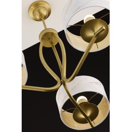 Jupiter 2109 - Rod-mounted chandelier KASZMIR 3xE27/15W/230V white/gold/marble effect