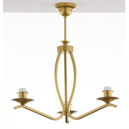 Jupiter 2109 - Rod-mounted chandelier KASZMIR 3xE27/15W/230V white/gold/marble effect