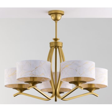 Jupiter 2110 - KASZMIR Rod Chandelier, 5x E27/15W/230V, White/Gold/Marble Effect