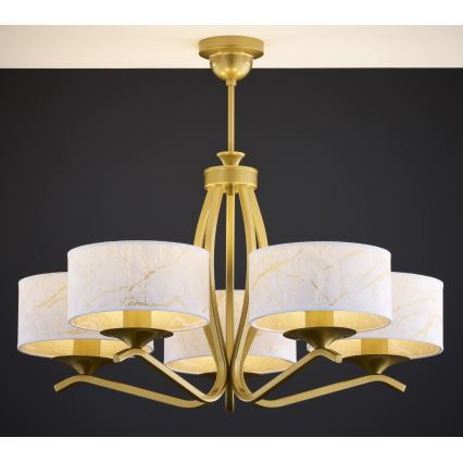 Jupiter 2110 - KASZMIR Rod Chandelier, 5x E27/15W/230V, White/Gold/Marble Effect