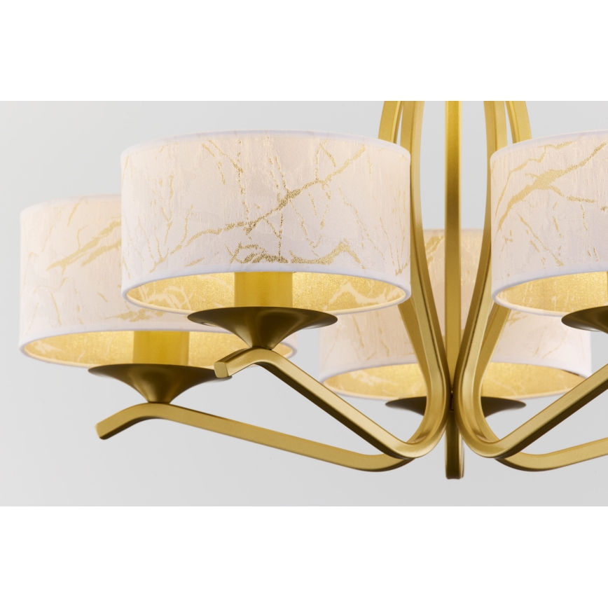 Jupiter 2110 - KASZMIR Rod Chandelier, 5x E27/15W/230V, White/Gold/Marble Effect
