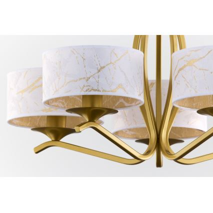 Jupiter 2110 - KASZMIR Rod Chandelier, 5x E27/15W/230V, White/Gold/Marble Effect