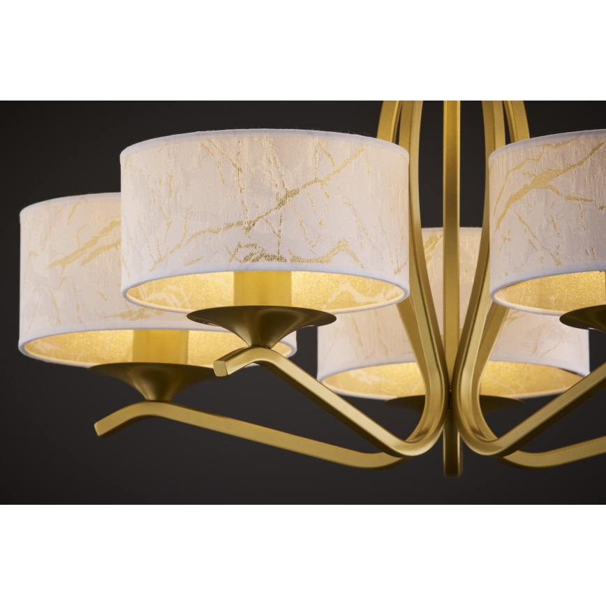 Jupiter 2110 - KASZMIR Rod Chandelier, 5x E27/15W/230V, White/Gold/Marble Effect