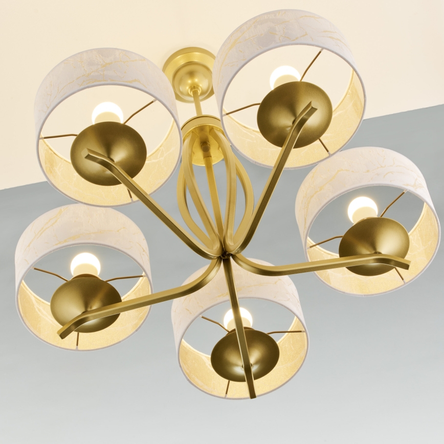 Jupiter 2110 - KASZMIR Rod Chandelier, 5x E27/15W/230V, White/Gold/Marble Effect