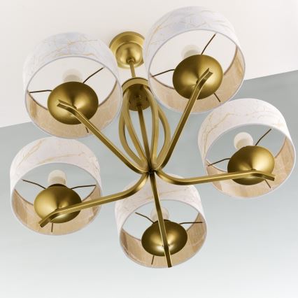 Jupiter 2110 - KASZMIR Rod Chandelier, 5x E27/15W/230V, White/Gold/Marble Effect