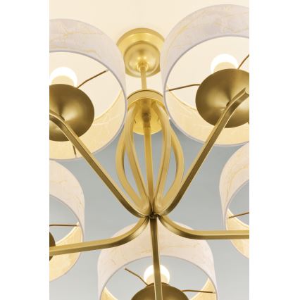 Jupiter 2110 - KASZMIR Rod Chandelier, 5x E27/15W/230V, White/Gold/Marble Effect
