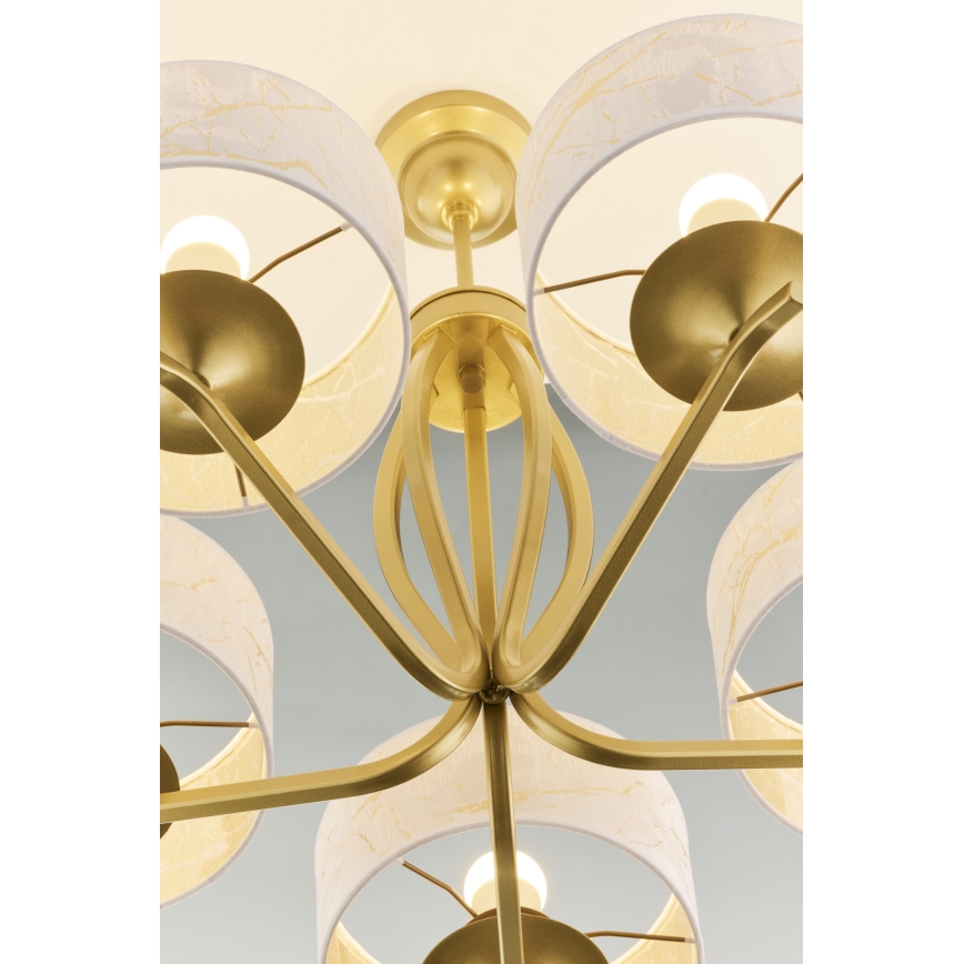 Jupiter 2110 - KASZMIR Rod Chandelier, 5x E27/15W/230V, White/Gold/Marble Effect