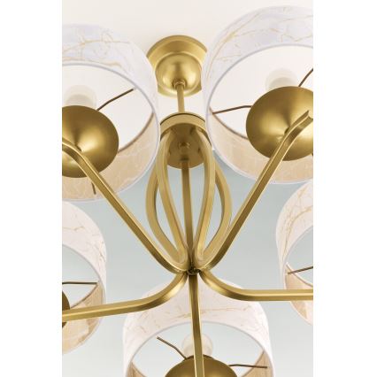 Jupiter 2110 - KASZMIR Rod Chandelier, 5x E27/15W/230V, White/Gold/Marble Effect