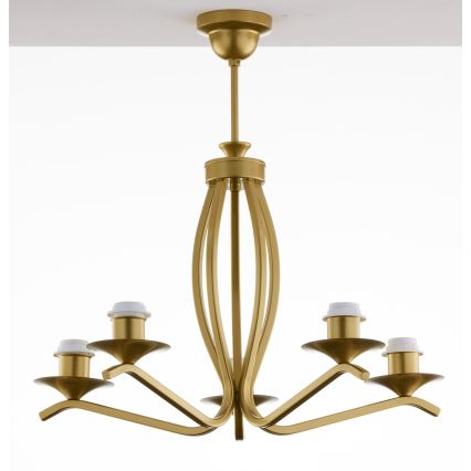 Jupiter 2110 - KASZMIR Rod Chandelier, 5x E27/15W/230V, White/Gold/Marble Effect