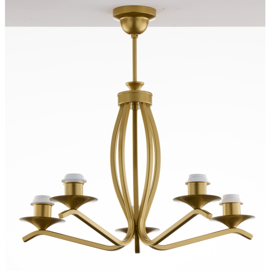 Jupiter 2110 - KASZMIR Rod Chandelier, 5x E27/15W/230V, White/Gold/Marble Effect