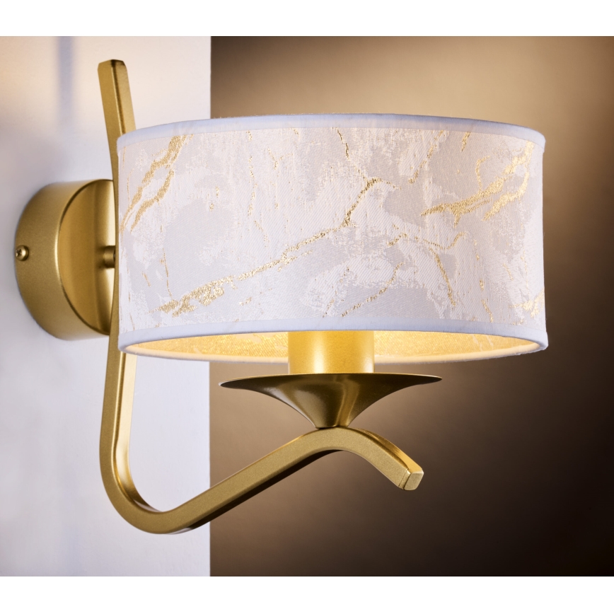 Jupiter 2111 - Wall lamp KASZMIR 1xE27/15W/230V white/gold/marble decor