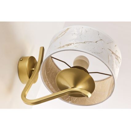 Jupiter 2111 - Wall lamp KASZMIR 1xE27/15W/230V white/gold/marble decor