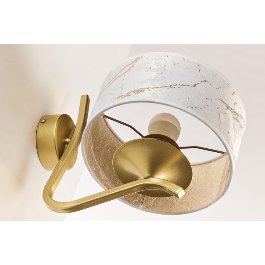 Jupiter 2111 - Wall lamp KASZMIR 1xE27/15W/230V white/gold/marble decor