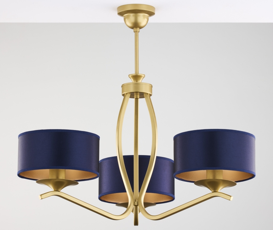Jupiter 2113 - Rod Chandelier KASZMIR 3xE27/15W/230V blue/gold