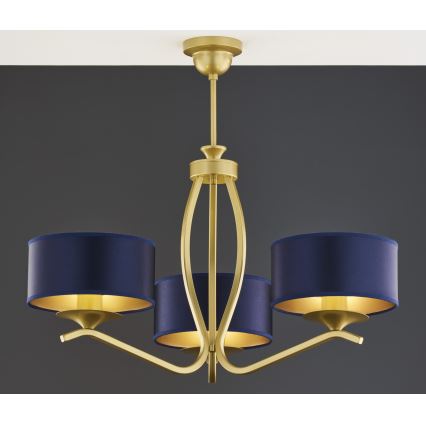 Jupiter 2113 - Rod Chandelier KASZMIR 3xE27/15W/230V blue/gold