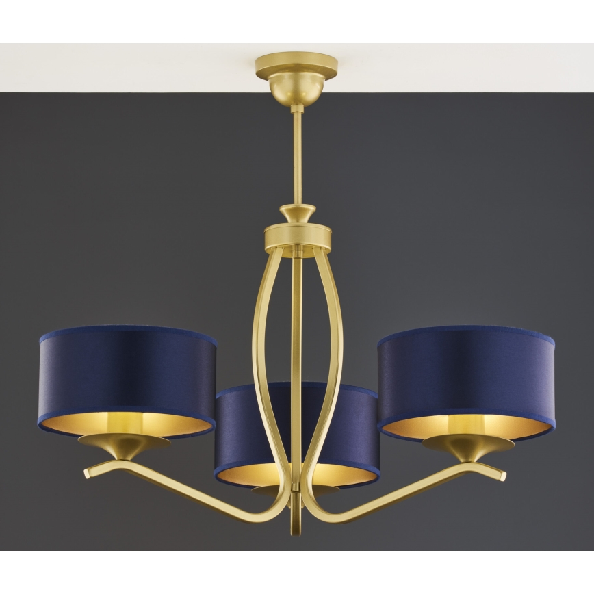 Jupiter 2113 - Rod Chandelier KASZMIR 3xE27/15W/230V blue/gold