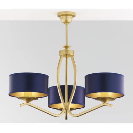 Jupiter 2113 - Rod Chandelier KASZMIR 3xE27/15W/230V blue/gold