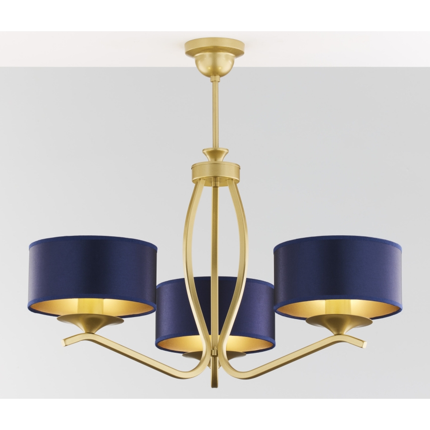 Jupiter 2113 - Rod Chandelier KASZMIR 3xE27/15W/230V blue/gold