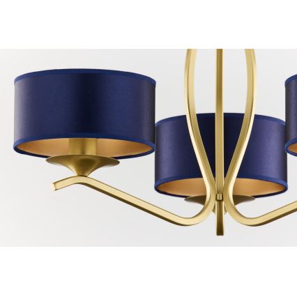 Jupiter 2113 - Rod Chandelier KASZMIR 3xE27/15W/230V blue/gold