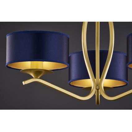 Jupiter 2113 - Rod Chandelier KASZMIR 3xE27/15W/230V blue/gold