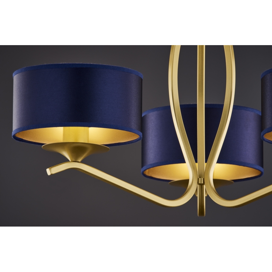 Jupiter 2113 - Rod Chandelier KASZMIR 3xE27/15W/230V blue/gold