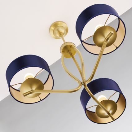 Jupiter 2113 - Rod Chandelier KASZMIR 3xE27/15W/230V blue/gold
