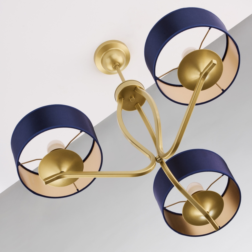 Jupiter 2113 - Rod Chandelier KASZMIR 3xE27/15W/230V blue/gold